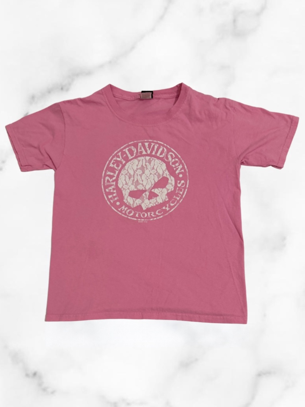 Harley-Davidson Girls Pink Willie G Skull Tee Zylstra Elk River MN Size M